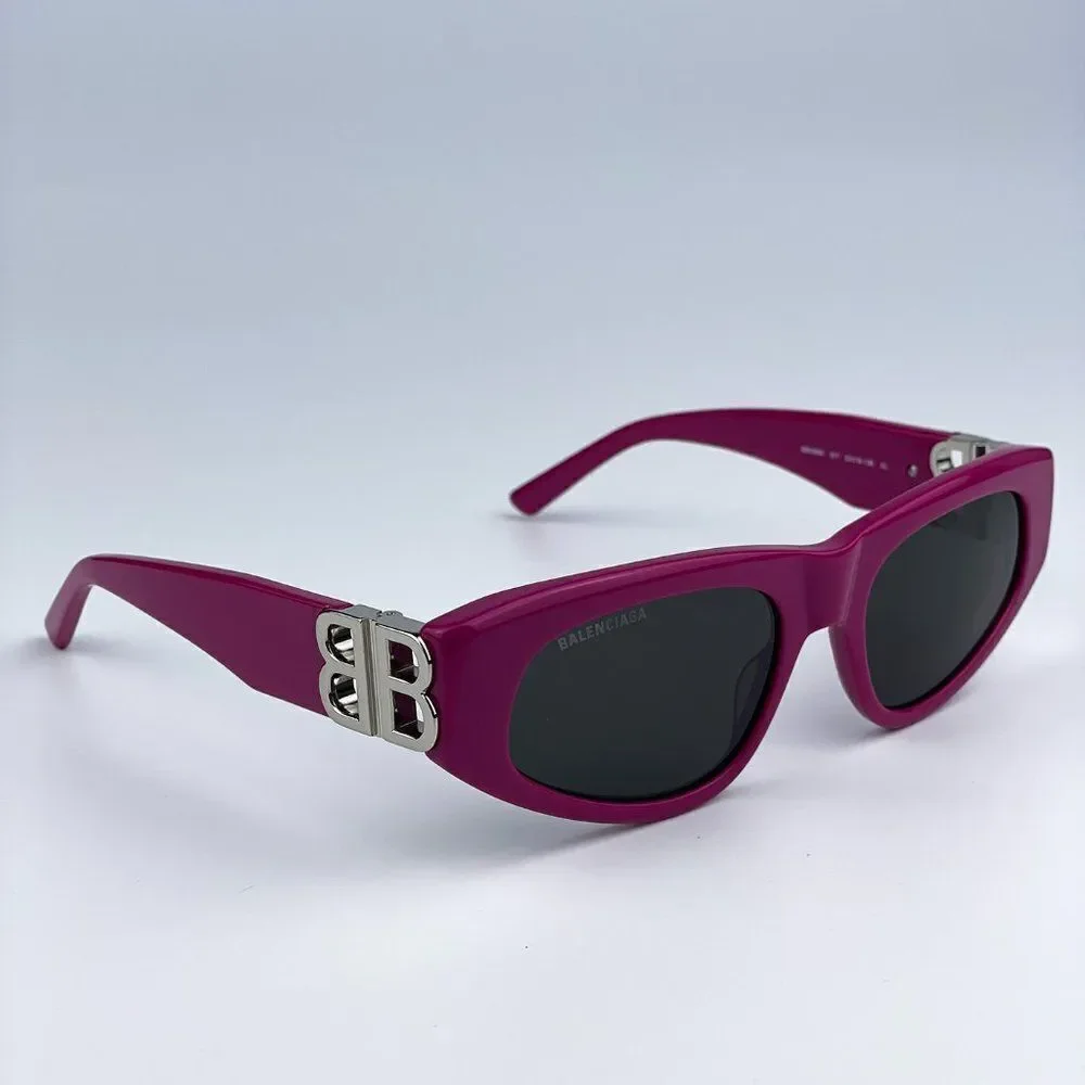 NEW Balenciaga BB0095S 017 Fuchsia Pink Silver Grey Cat Eye Unisex Sunglasses - Picture 8 of 13